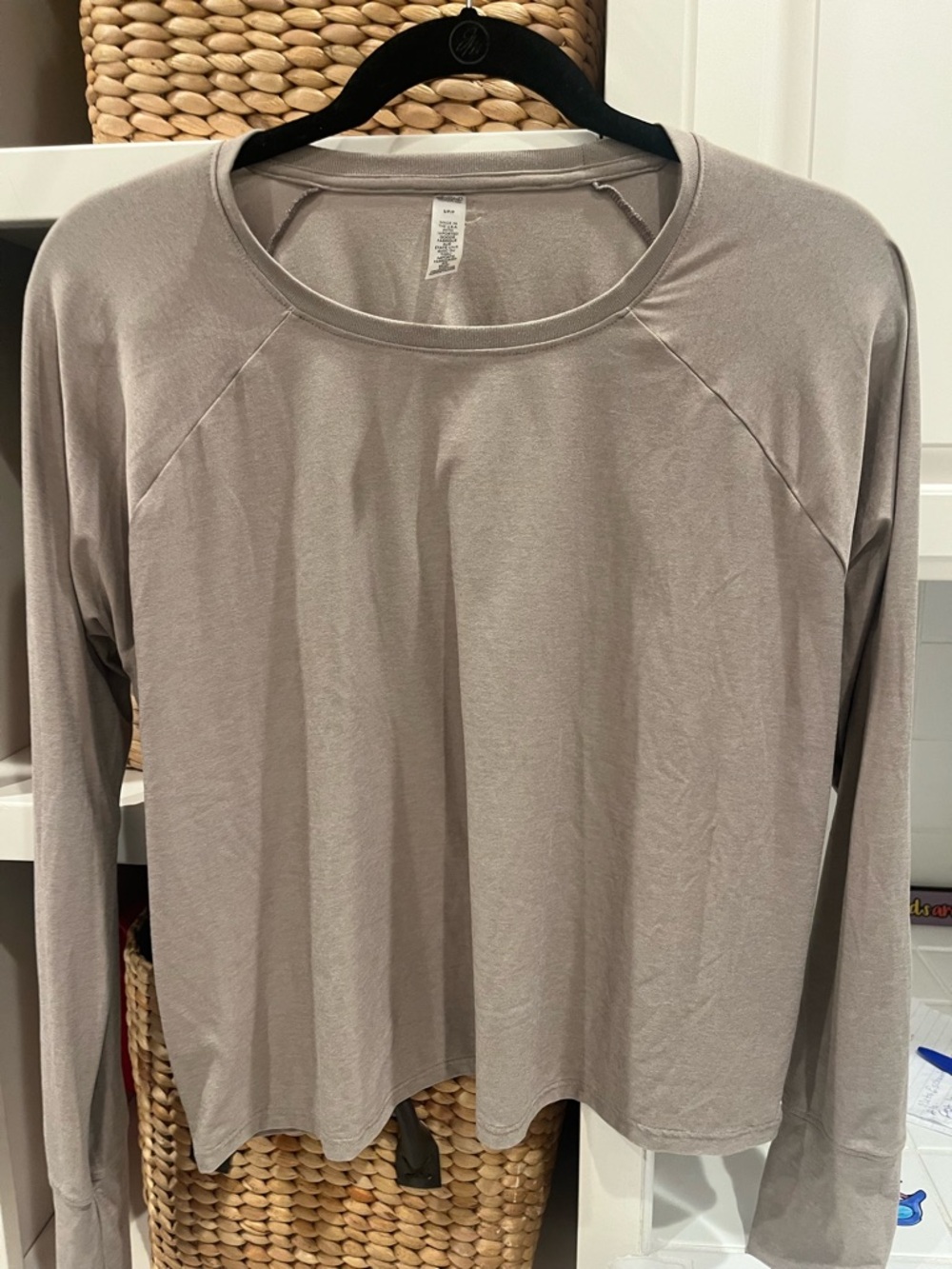 Beyond Yoga Light Taupe Long Sleeve Raglan Top